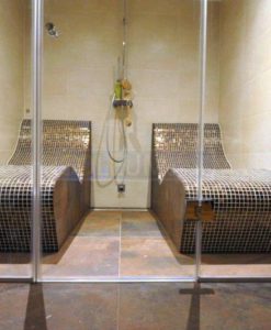 Steam sauna with infrared beds