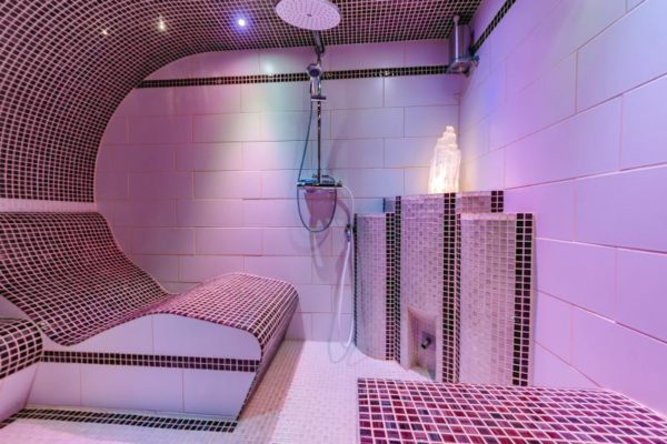 Color therapy in steam bath