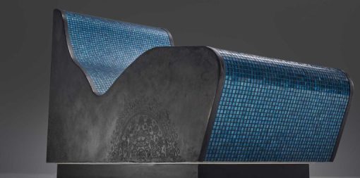 Chaise longue chauffante infrarouge avec mosaïque de verre SICIS LAGOON